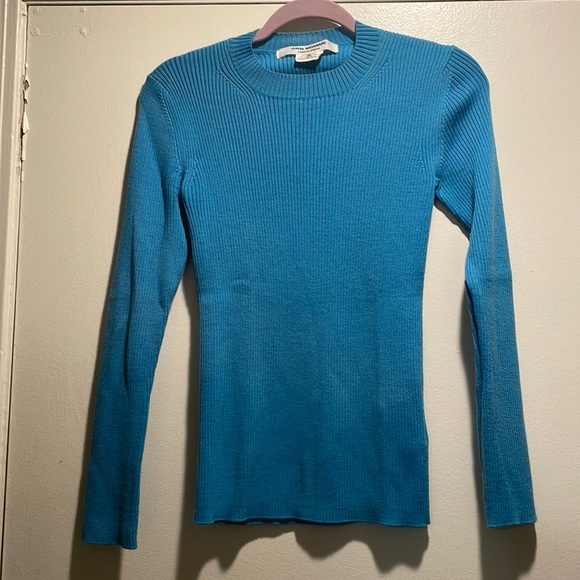 Junya Watanabe Sweaters - Junya Watanabe Blue Ribbed Wool Long Sleeve Sweater
